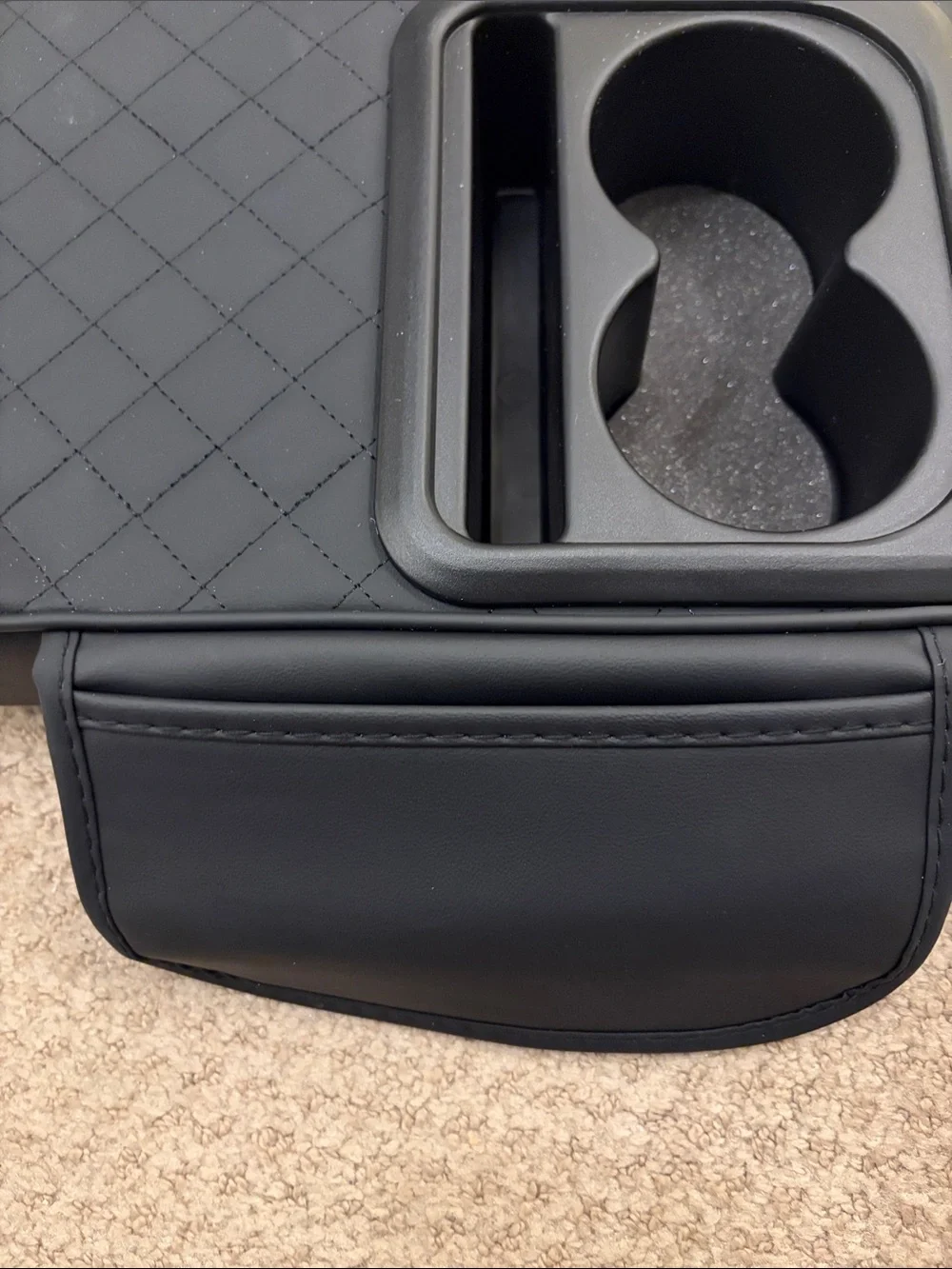 Black Quilted VR/AR Headset Accessory Console Organizer